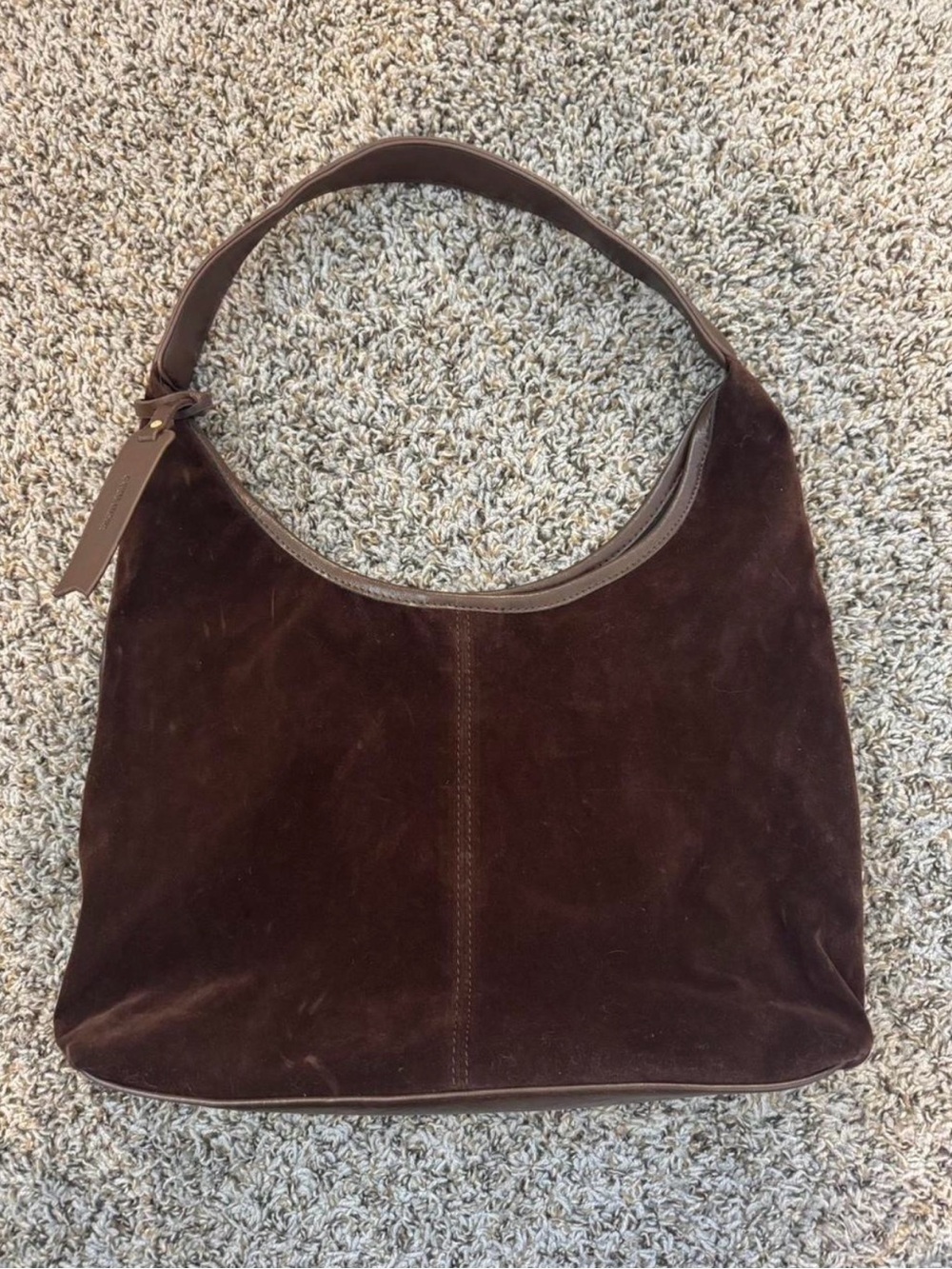 8 Other Reasons Dark Brown Suede Hobo Shoulder Bag
